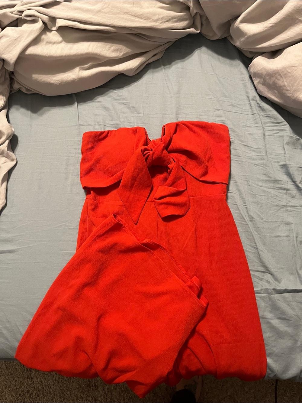 Daytrip Strapless Red Bow-Front Dress
